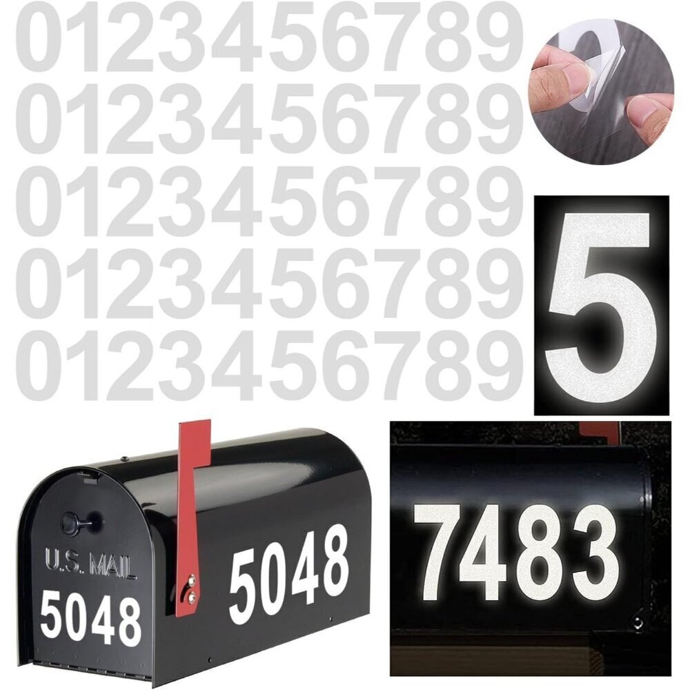 Reflective Mailbox Numbers Sticker Decal Die Cut Classic Style Vinyl